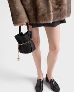 Petit Sac Noir Re-Nylon and nappa leather mini bucket bag - Image 4